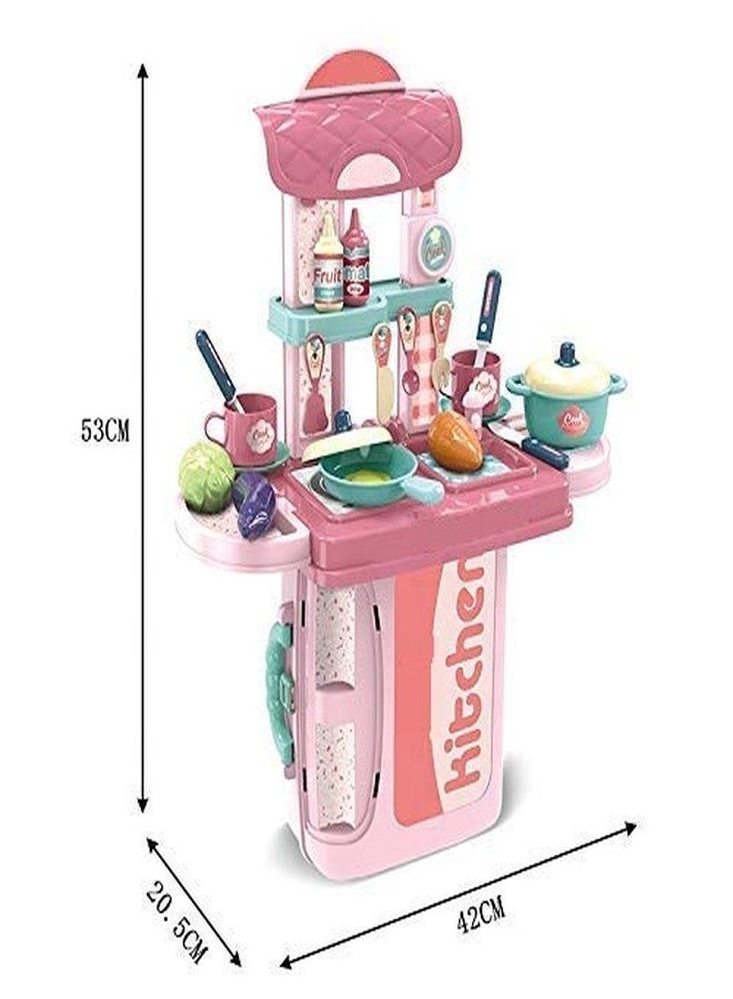 Cable World Plastic 3 in 1 Portable Pretend Food Party Role Cooking Kitchen Play Set Toy for Baby, Toodlers, Boys and Girls - Image 5